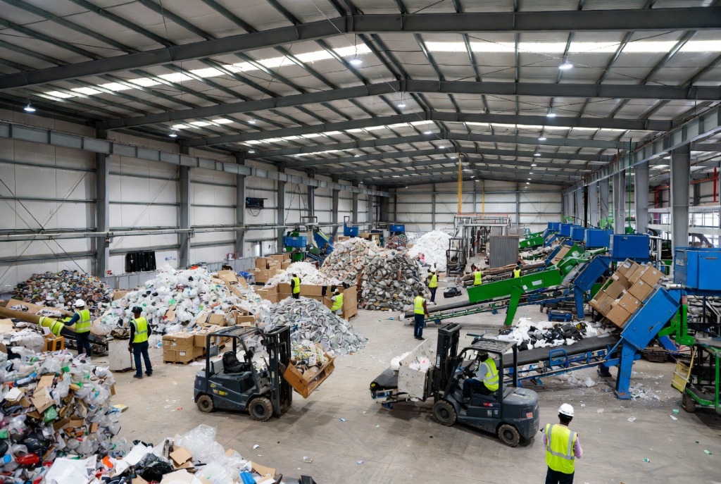 EcoBlue industrial recycling sorting facility and material recovery